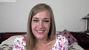 april brookes, the cute 19-year-old blonde girl next door, gives a pov blowjob and receives a huge messy facial.