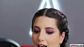 busty futa babe sucked off during squats by asian futanari