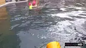 wet latina invites fat dick for swim and drains cum