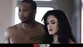 I watch my interracial couple have a wild threesome with the hot babysitter