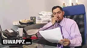 Office swap: stepdads trade teen stepdaughters