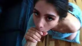 Kait's first cock sucking ends with huge facial