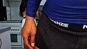 Stepfather catches girl in kitchen, fucks her hard