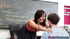 Teen whore receives facial in uniform