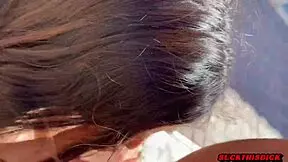 Hot 19-year-old sucks cock hard in the backyard, cumming on tits.