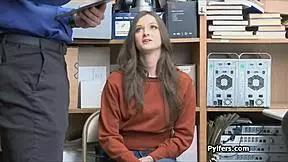 beautiful tattooed brunette caught in office action 😏