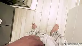 hot stepmom ariella ferrera calms stepson with mature pussy fucking during laundry