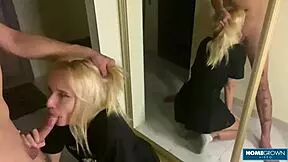 Blonde babe moans loud getting pussy banged hard
