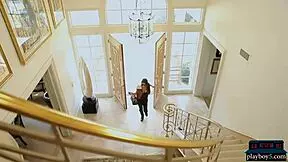 Gamer teen with tight body strips down!