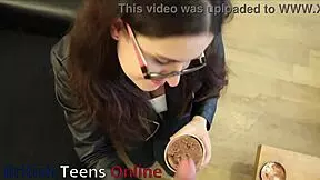 British teen enjoys ice cream topped with cum 😋