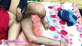 Tight pussy stepmom gets fucked by stepson in saree during desi sex video session, moaning passionately in the bedroom