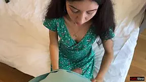 Hottie lost the game, so she walks with cum on her face