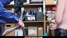 Loss prevention officer proceeds to question female suspect while male suspect looks on - fucktheif