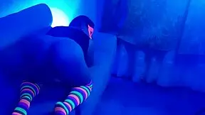 Passionate encounter with waitress in bar room loving strangers