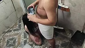 My perverted step-cousin records me washing and i suck it all off!