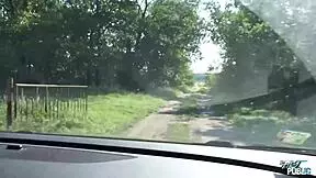 Horny hitchhiker gets quick pussy banging by roadside