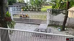 Snake catcher gets tricked, fucked hard, squirts, and swallows cum in outdoor quickie