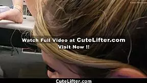 Shoplifting teen gets dominated and fucked hard by big cock security guard in garage