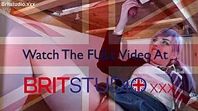 Wet Lactating Student with Big Tits in Uniform Milks Massive Cumshot on Table. She Swallows It All