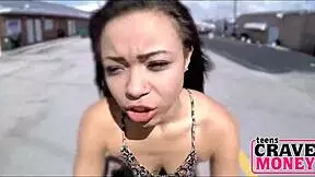 teen rides dildo on motorcycle for money