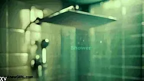 Smoldering Brunette Beauty Takes Shower