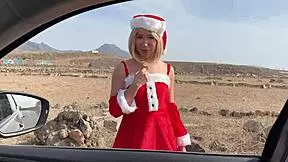 Unwrapping christmas gift with snowgirl in public 😏