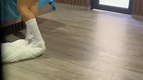 I find my stepdaughter with big ass in school uniform shoving dildo in her butt and jerk off to her moans until I cum...