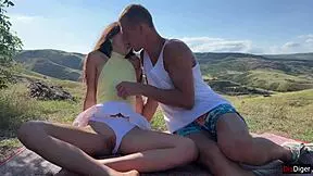 public agent - beauty agreed to public sex in the mountains creampie with brunette amateurs
