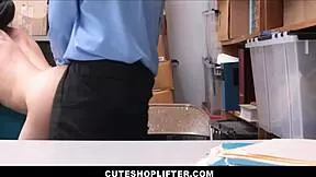 cute teen 18+ shoplifter gets fucked by officer