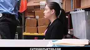cute teen 18+ shoplifter gets fucked by officer