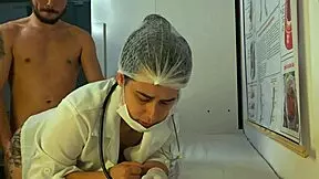 nurse gives patient a hard blowjob in hospital room during checkup