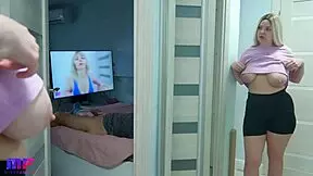 Stepdaughter With Big Tits Spies On Stepdad In Suggestive Moments