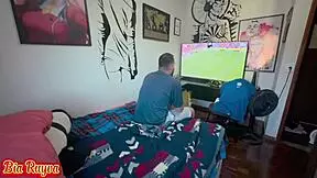 Teen gets her ass fucked doggystyle by a monster cock in a live brazilian sports event