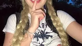 Blonde Babe Gets Lost In Jungle And Touches Her Pink Pussy And Natural Tits