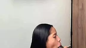 cute brunette enters stepbrothers room for sloppy blowjob -amateur couple- nysdel 😈