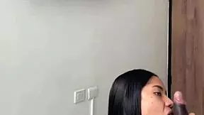 cute brunette enters stepbrothers room for sloppy blowjob -amateur couple- nysdel 😈