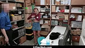 Blonde Teen Detained For Stealing And Interrogated With Blowjob And Doggystyle Punishment In Garage
