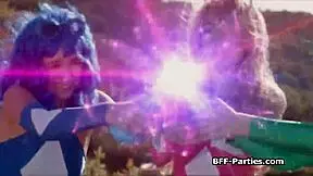 Teen Cosplay Foursome: Hard Cock Versus Alien Dildos in Action