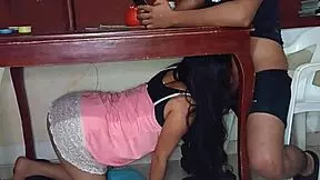 i hid my lover under the table, she suckin my dick