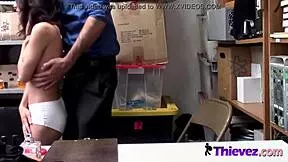 Jasmine got caught shoplifting and was taken for a hard banging.