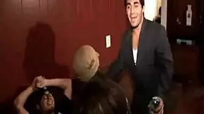 the hot naughty babe enjoys a lively party, playing hard at the billiard table