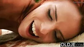 beautiful young girl hardcore fucks grandpa in the forest, gets facial cum