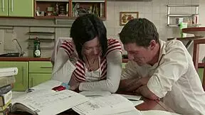 Russian slut gets ass fucked on kitchen table