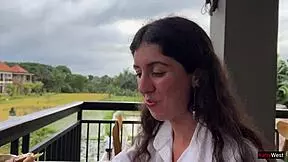 Eating pizza with cum on my face in a public cafe