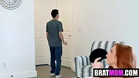 stepmom sophia teases stepbro with her tits sucks him off and takes a deep creampie in taboo breeding sex