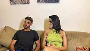 latina couple tests sofa with big ass brunette