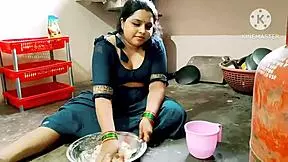 the indian desi mom is sucking and fucking hard in the kitchen