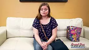 petite busty coed lauren sucks cock before banging and jizzing