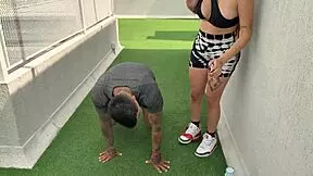 the muscular coach fucks his student right outdoors