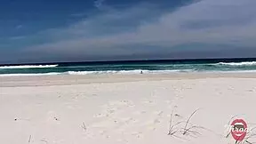 skinny african brunette with short hair and big ass gives deepthroat blowjob on beach ending with facial in front of bathers 😈